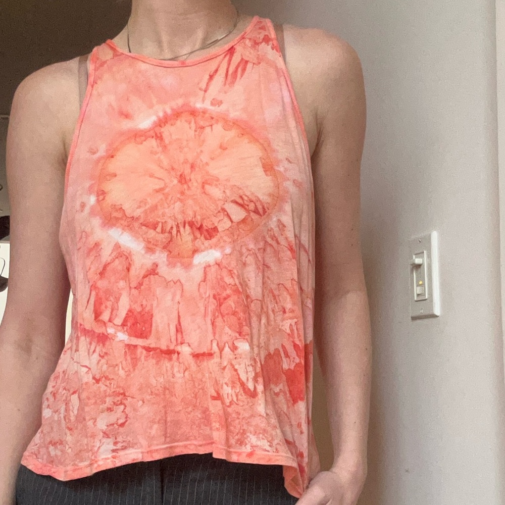 Enza Costa Orange Tie-Dye Tank Top